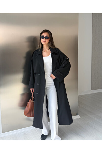 LUUNA STORE OVERSIZE UZUN TRENÇKOT - SİYAH