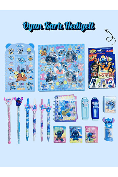 ÖZ OFİS Stitch 19 Parça Kırtasiye Seti Uçlu Kalem Not Defteri Kutulu Sticker ...