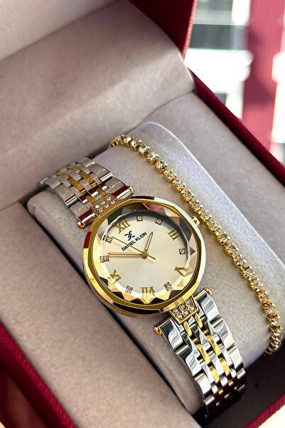 Daniel Klein 100% Original Gold Silver Color Cord Steel Women's Wristwatch wi...