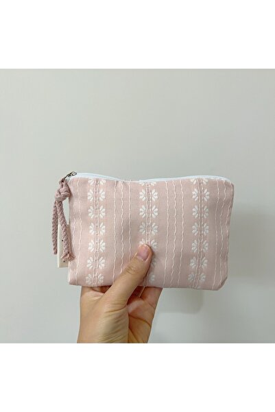 Choice B Pink Striped Women Makeup Bag Cute Wallet Mini Cosmetic Bags Portabl...
