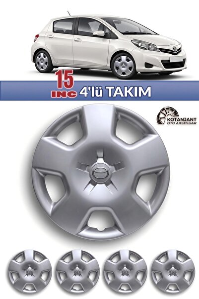 YONGA OTO AKSESUAR TOYOTA AURİS 15 İnç Jant Kapağı 4'lü Set Gümüş + 4 Amblem ...