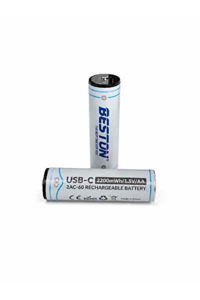 Beston AAA USB Type-C Şarj Edilebilir Lityum-İyon Piller | 1,5V - 660mWh Kapa...