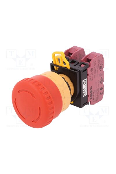 OEM Comutator de siguranţă IDEC YW1B-V4E02R, 22mm, Poz.i stab 2, NC x2, roşie...