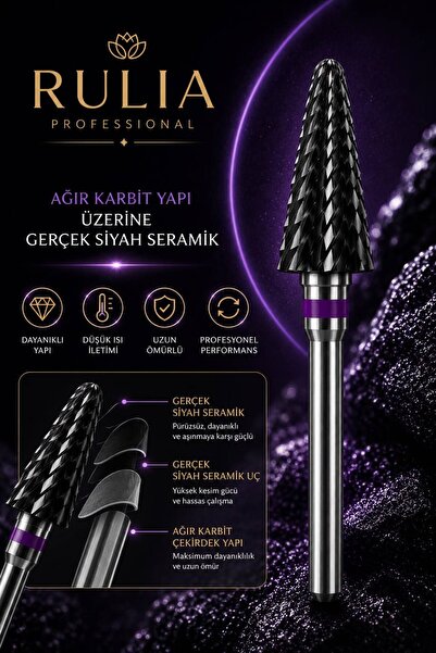 Rulia Professional Siyah Seramik Freze Ucu Mor Bant Ağır Karbit Yapı Hızlı Je...