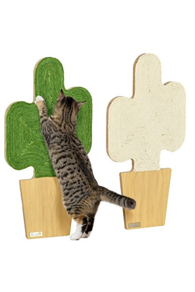 Generic Brand Set de 2 stâlpi de zgâriat pentru pisici, design cactus, pentru...