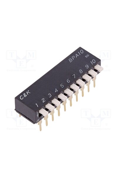 OEM Comutator DIP-SWITCH C&K BPA10B, Număr secţiuni 10, OFF-ON, 0,025A/24VDC