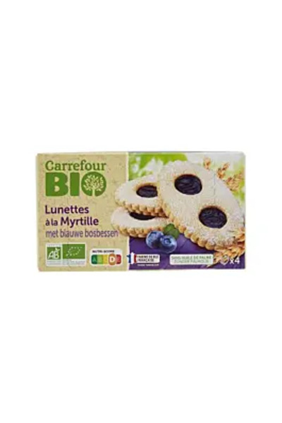 Carrefour Bio Biscuiți Glasses cu cremă de afine 200 G