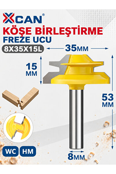 Xcan 45° Köşe Birleştirme Freze Ucu 35 mm – 8 mm Şaft