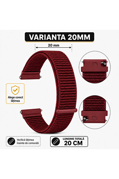MAUEX Curea smartwatch 20 mm din nailon, Quick Release, reglabilă, respirabil...