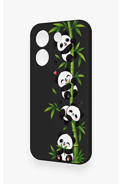 Vip Case Poco X8 Pro Uyumlu Sevimli Panda Bambu Desenli Silikon Kılıf