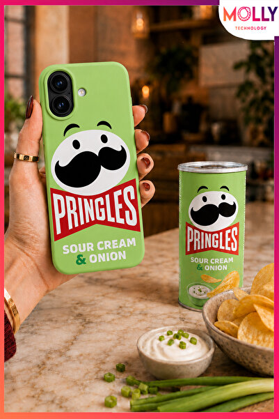 Molly iPhone 17 İçin Fıstık Yeşili Pringles Sour Cream Onion Flavour Desenli ...
