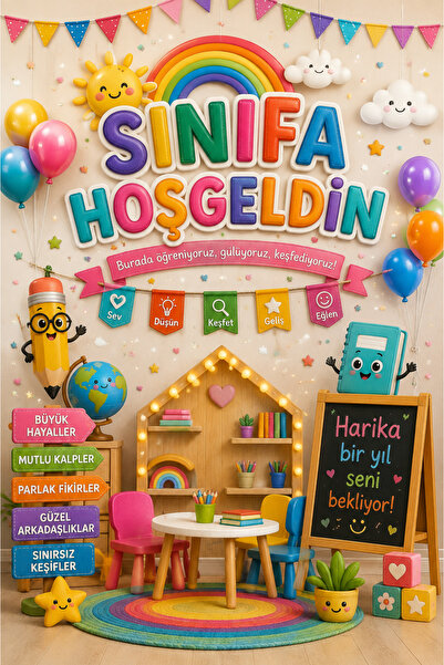 toreksan reklam Sınıfa Hoş Geldin Fotoğraf Çekim Brandası 100x150 cm – Okul S...