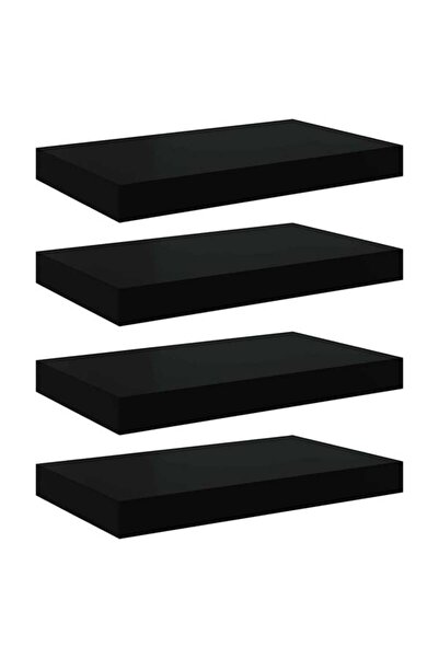 vidaxl Rafturi de perete, 4 bucăți, negre, 40 x 23.5 x 3.8 cm, MDF