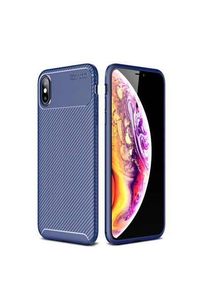 ArkhenX Apple iPhone XS Max Case Auto Focus Carbon Cover - Navy Blue