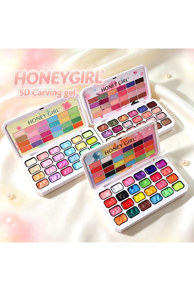 HONEY GIRL Non-toxic Vegan 24-color Palette 3D Clay Gel Carving UV Nail Gel 3...
