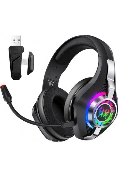 ANGJU 2.4GHz Wireless Gaming Headsets for PS5/PS4/PC/Switch/Xbox One, RGB Noi...