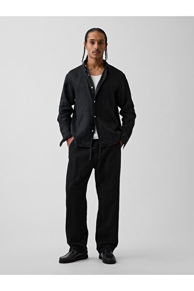 GAP Erkek Siyah Easy Baggy Gauze Pantolon