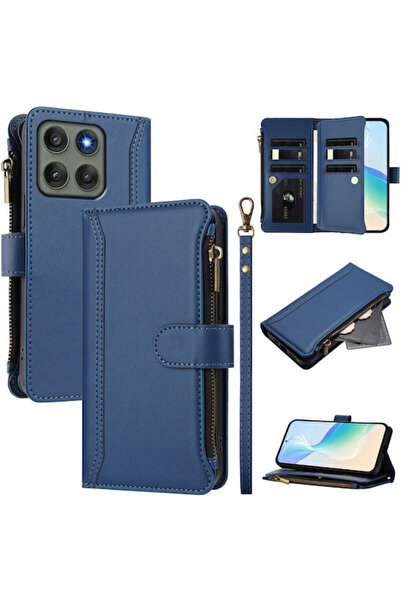 OEM Πορτοφόλι με φερμουάρ Μπλε (Motorola Edge 60 Pro 5G)