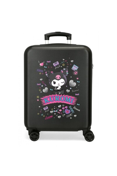 SANRIO Troler copii Kuromi Retro Pop ABS, 4 roti, valiza mica, negru, 55x38x2...