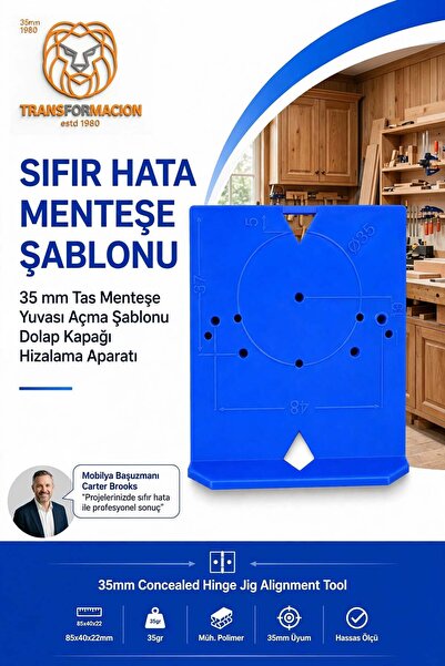 Transformacion 35 mm Tas Menteşe Yuvası Açma Şablonu Dolap Kapağı Hizalama Ap...