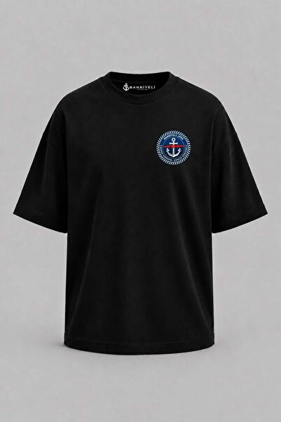Bahriyeli Collection Υπερμεγέθης Μπλούζα Unisex με Στάμπα Λογότυπου  "Ναυτικό...