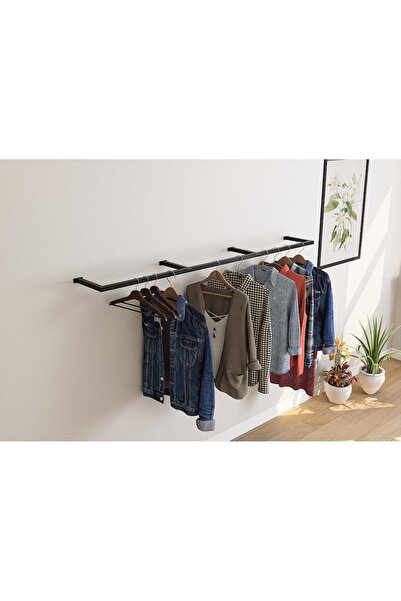 metalico Duvara Monte Kıyafet Askısı 150 cm | Metal Duvar Gardırop Rayı | End...