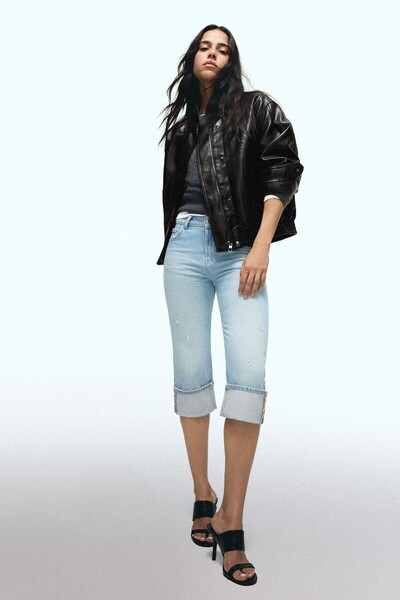 Bershka Kapri boy katlamalı jean