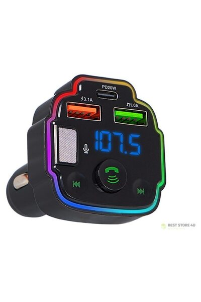 unbranded Transmițător FM Bluetooth, Kit hands-free, 2 porturi USB, QC 3.0, R...