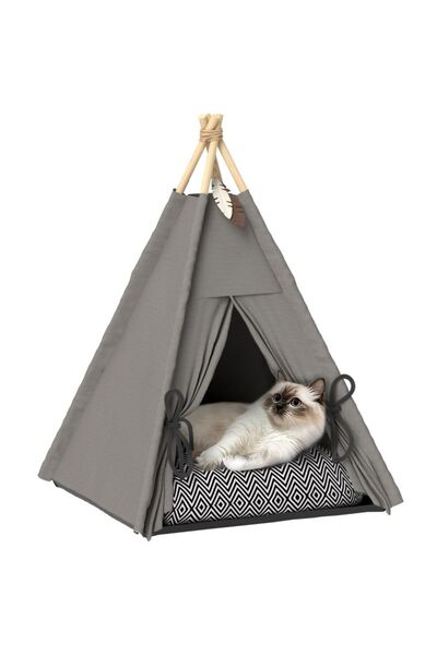 Generic Brand Culcuș pentru animale de companie, design tip teepee, cu pernă ...