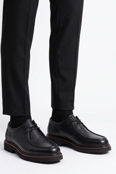 LUSIVE 100% Genuine Leather Black Casual Comfortable Classic Men's Shoes Luass30Al0060