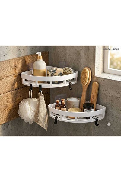 NestAura Üçgen Köşelik Yapışkanlı Banyo Rafı Banyo Düzenleyici Duş Rafı Organ...