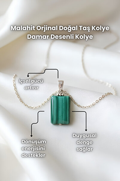 Elifsu Jewelry Malahit Original Natural Stone Vein Patterned Necklace