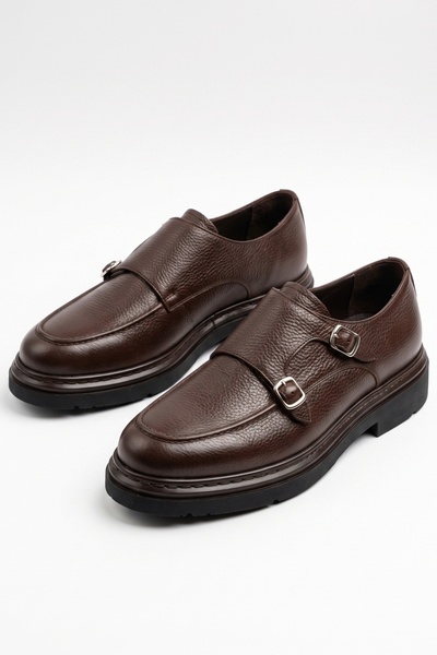 LUSIVE 100% Genuine Leather Brown Casual Comfortable Buckle Classic Men's Sho...