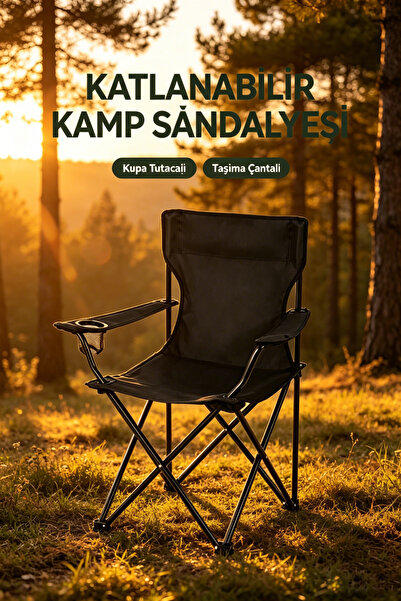 Genel Markalar 1 Adet Katlanır Kamp Piknik Sandalyesi Dikdörtgen Bardaklıklı ...