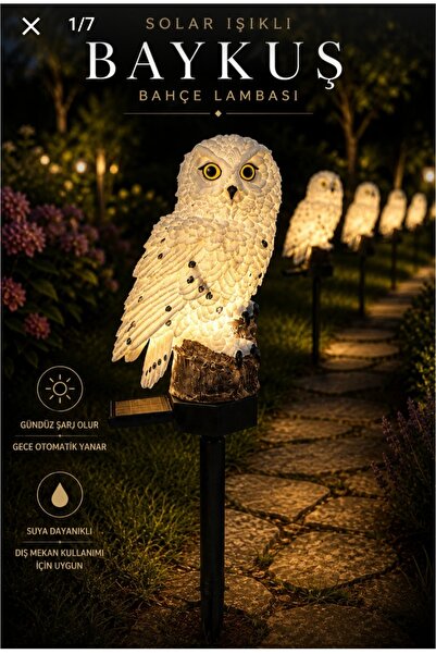HMO GLOBAL Solar Baykuş bahçe Lambası güneş enerjili LED 42cm