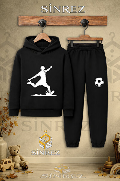 SİNREZ Children's Unisex Single Football Player White Printed Hooded Tracksui...