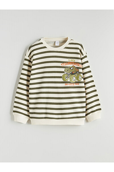 LC Waikiki Two Mt Shop Quality Lcw Kids Beige Striped Boys' Sweatshirt