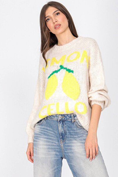 ROH Pulover tricotat gros, crem, cu lână de alpacă Aimelia BR2811