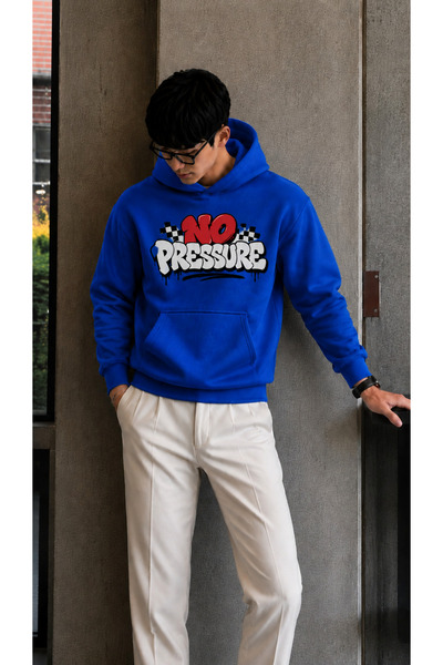caddekombin Men's Street Style No Pressure Checkered Detailed Typography Grap...