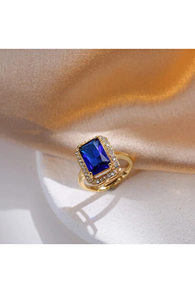 Peach Jewelry Γυναικείο δαχτυλίδι από ανοξείδωτο ατσάλι με μπλε ζιργκόν