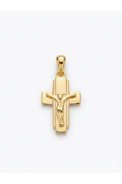 Peach Jewelry Σταυρός Εσταυρωμένος Ασήμι 925 Επιχρυσωμένο 18Κ