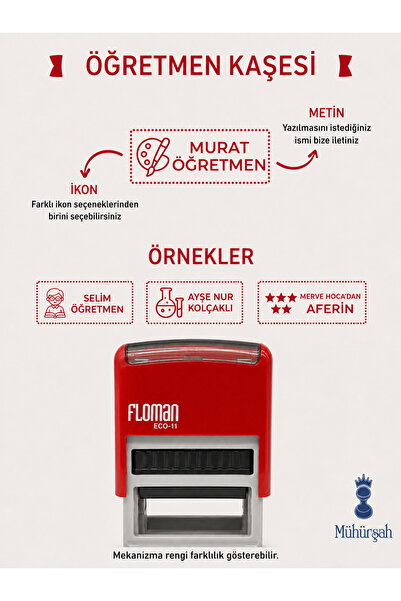 MÜHÜRŞAH Öğretmen Kaşesi, Kişiye Özel Hediye, Motivasyon Kaşesi ( Siyah - Mav...