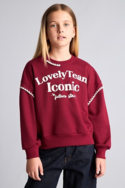 DeFacto Relax Fit Crew Neck Printed Sweatshirt for Girls I0709A826Au