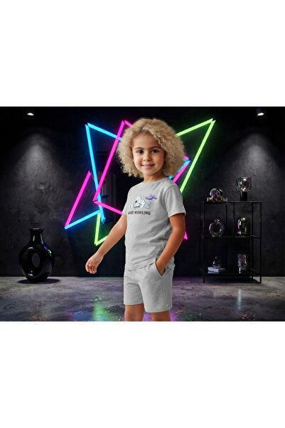 DİAMOND OUTLET Girls' Cotton Short-Sleeved T-Shirt and Shorts Combination Cas...