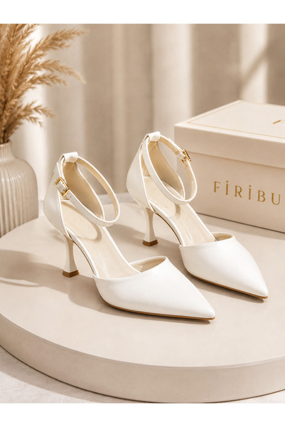 Firibu Kadın Sivri Burun İnce Topuklu Stiletto Bilekten Tokalı Şık Abiye Düğü...