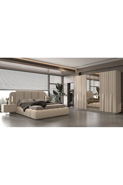 SİSTEMOBİLYA Siste Mobilya Oslo Luxury Yatak Odası Takımı Vizyon Bej (Led Apl...