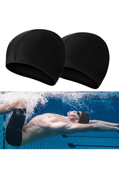 Generic 2-Pack Swimming Cap for Adults and Kids, Unisex Fabric Swim Cap Elast...