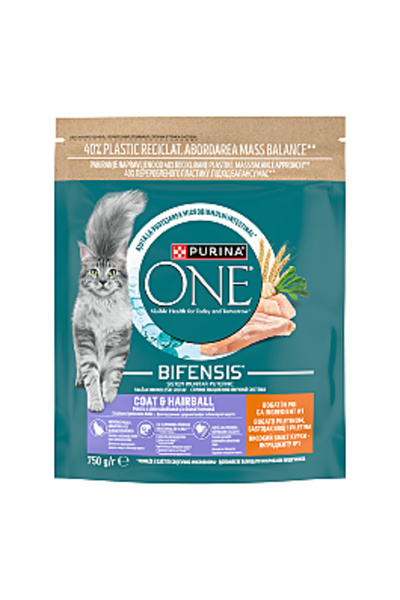 Purina One ONE COAT&HAIRBALL Pisică Pui 750 g