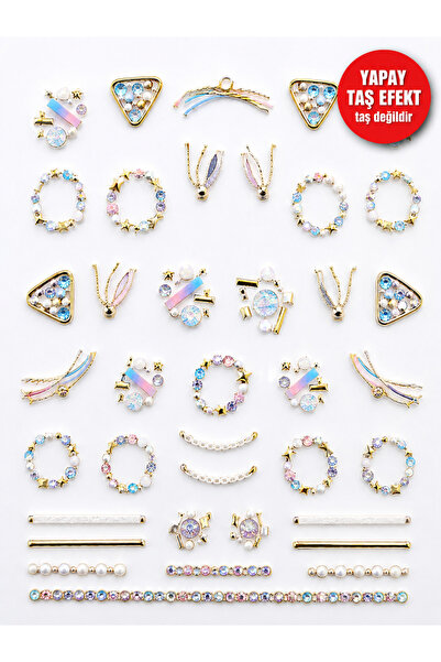 Sibelon 3D Kabartmalı Nail Art Sticker Tırnak Süsleme Stickeri Taş Görünümlü ...