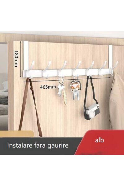 OEM Suport suspendat pentru ușă, 7 cârlige, fără găurire, dimensiune 465 mm, ...